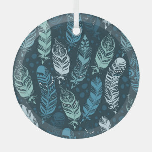 Ethnische Federn: farbenfrohes, nahtloses Muster. Ornament Aus Glas