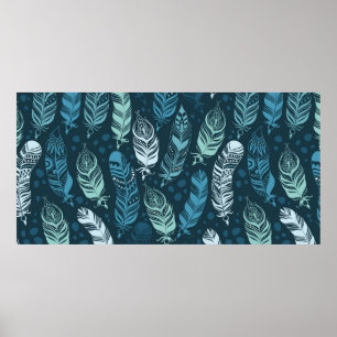 Ethnische Federn nahtloses Muster Poster
