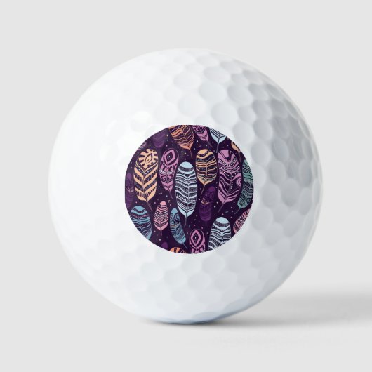 Ethnische Federn: Schwarzweißmuster Golfball (Vorderseite)