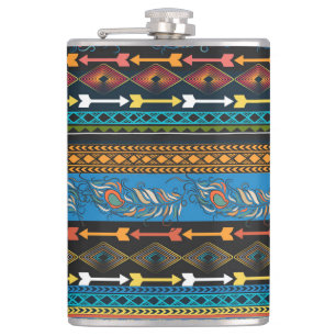 Ethnische Federn: Stickerei Boho Chic Flachmann