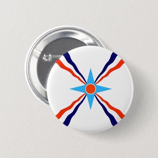 ethnische Flagge der assyrian Leute Button (Vorne & Hinten)