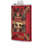Ethnische Flickenteppiche in Indien Flachmann (Links)