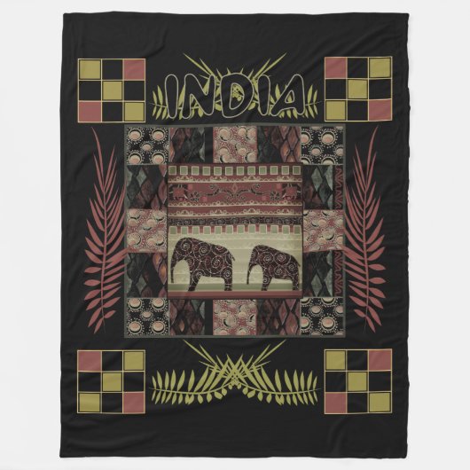 Ethnische Flickenteppiche in Indien Fleecedecke (Vorderseite)