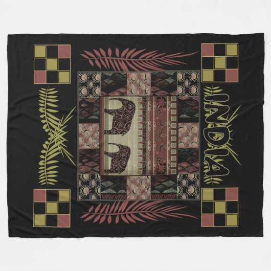 Ethnische Flickenteppiche in Indien Fleecedecke (Vorderseite (Horizontal))