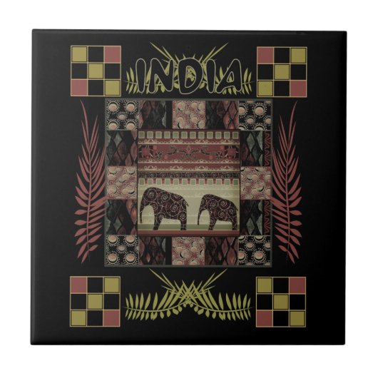 Ethnische Flickenteppiche in Indien Fliese (Vorderseite)