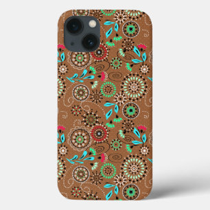 Ethnische Folk abstrakt florale Muster Retrobraun Case-Mate iPhone Hülle