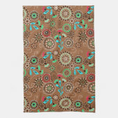 Ethnische Folk abstrakt florale Muster Retrobraun Geschirrtuch (Vertikal)