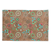 Ethnische Folk abstrakt florale Muster Retrobraun Kissenbezug (Rückseite)