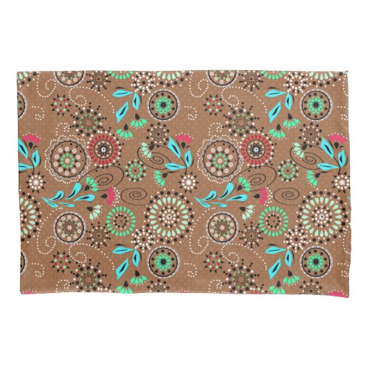 Ethnische Folk abstrakt florale Muster Retrobraun Kissenbezug (Vorderseite)