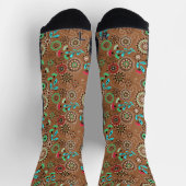 Ethnische Folk abstrakt florale Muster Retrobraun Socken (Oben)
