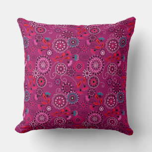 Ethnische Folk abstrakte Blumenmuster Retro-Crimso Kissen