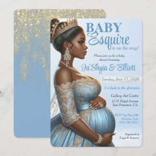Ethnische Frau Elegante Blaue und Goldene Königlic Einladung