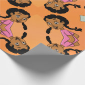 Ethnische Frau mit Braiden-Cartoon Geschenkpapier (Ecke)