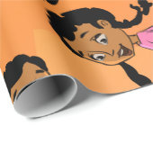 Ethnische Frau mit Braiden-Cartoon Geschenkpapier (Rolleneckpunkt)