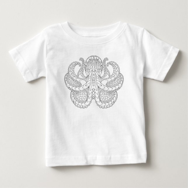 Ethnische gemusterte Krake Baby T-shirt (Vorderseite)