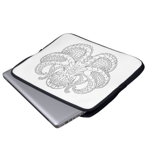 Ethnische gemusterte Krake Laptopschutzhülle (Vorne Knopf)