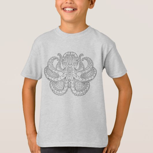 Ethnische gemusterte Krake T-Shirt (Vorderseite)