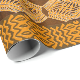 Ethnische geometrische afrikanische Orange Geschenkpapier