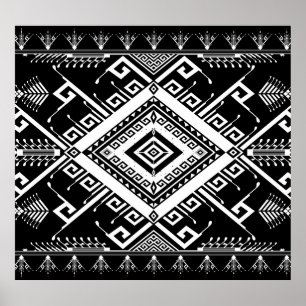 Ethnische geometrische indische Grenze, abstrakt. Poster