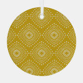 Ethnische geometrische Struktur: goldgelb, weiß Ornament Aus Glas (Rückseite)