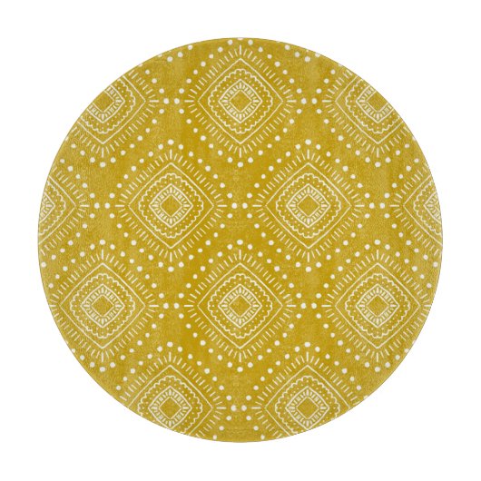 Ethnische geometrische Struktur: goldgelb, weiß Schneidebrett (Vorderseite)