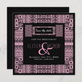 Ethnische Gestaltung Schwarz Rosa Save the Date Ei (Vorne/Hinten)