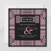 Ethnische Gestaltung Schwarz Rosa Save the Date Ei (Vorderseite)