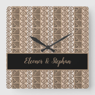 ethnische gezeichnetes Muster Afrikas Stammes- Quadratische Wanduhr