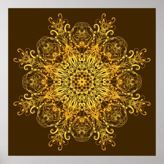 Ethnische goldene Mandala. Poster (Vorne)