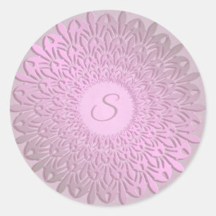 Ethnische Gradienten Mandala.Monogrammm. Runder Aufkleber