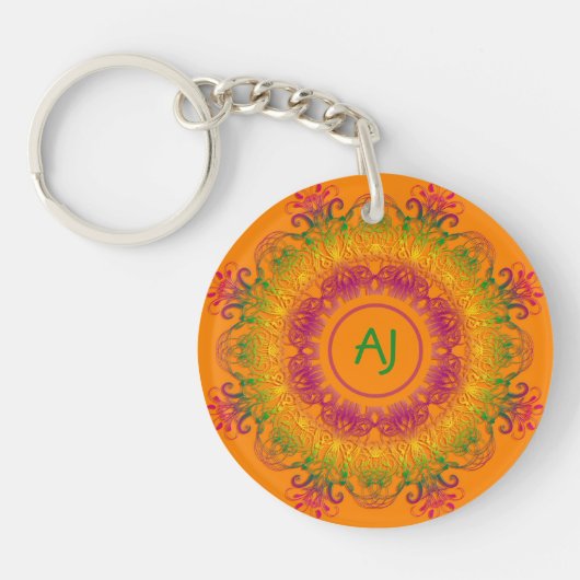 Ethnische Gradientenmandala. Monogrammm. Schlüssel Schlüsselanhänger (Vorderseite)
