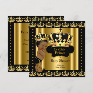 Ethnische königliche Prinz-Baby-Party Schwarz-Gold Einladung