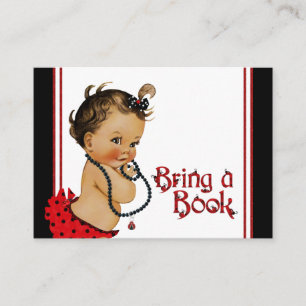 Ethnische Mädchen-Marienkäfer-Bring-ein-Buch-Karte Begleitkarte