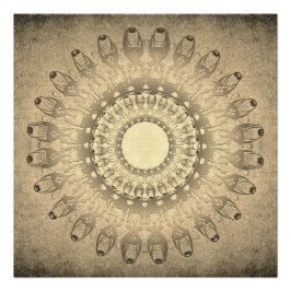 Ethnische Mandala auf Grunge-Hintergrund Poster