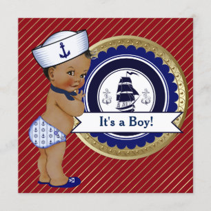 Ethnische Matrosen-Jungen-Nautical-Baby-Party Einladung