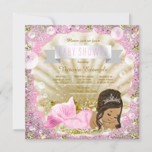 Ethnische Meerjungfrau Pink Pearl Babyparty Einladung