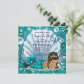 Ethnische Meerjungfrau unter der Geburtstagspartei Einladung (Stehend Vorderseite)