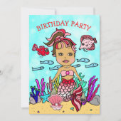 Ethnische Meerjungfrau unter der Geburtstagspartei Einladung (Vorderseite)