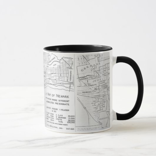 Ethnische Nachbarschafts-Karte Newarks New-Jersey Tasse (Rechts)