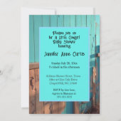 Ethnische Niedliche Cowgirl Kinderdusche Aquamarin Einladung (Rückseite)