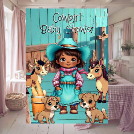 Ethnische Niedliche Cowgirl Kinderdusche Aquamarin Einladung