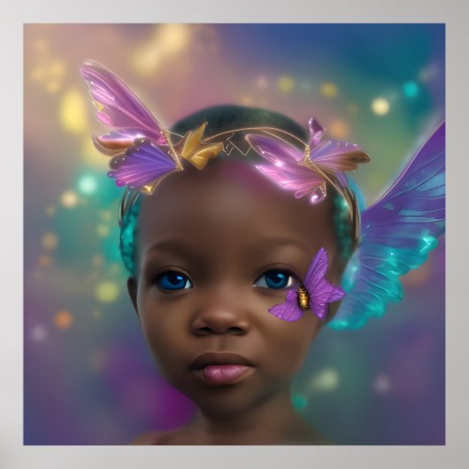 Ethnische niedliche kleine Mädchen Schmetterling l Poster (Vorne)