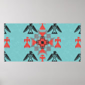 Ethnische Ornamente im Navajo-Stil mit Vögeln und Poster (Vorne)