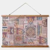 Ethnische Patchwork-Abstrakte Mauer hängen Wandteppich Mit Holzrahmen (Vorne)
