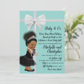 Ethnische Princess Türkis Blue Baby Dusche Einladung (Stehend Vorderseite)