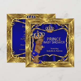 Ethnische Prinz-Baby-Party Junge Blau Ornament Gol Einladung