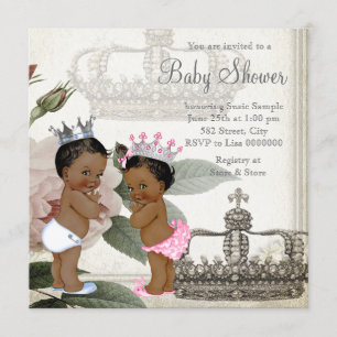 Ethnische Prinz und Prinzessin Zwillings-Baby-Part Einladung