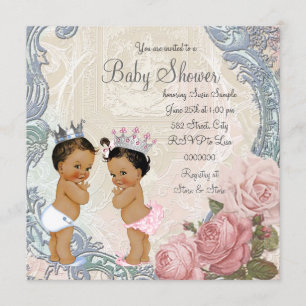 Ethnische Prinz und Prinzessin Zwillings-Baby-Part Einladung