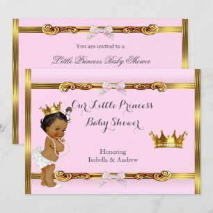 Ethnische Prinzessin Baby-Party Pink Gold Mädchen Einladung
