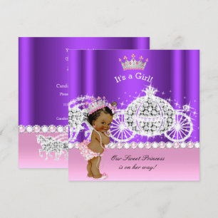 Ethnische Prinzessin Baby Shower Karosse Pink Lila Einladung